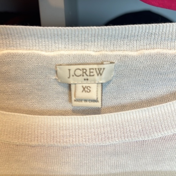 J Crew white with tan stripes “ALOHA” long sleeve sweater size XS - Picture 2 of 3
